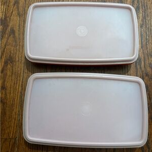 Tupperware Rectangular Food Storage Containers with Light Pink Lids